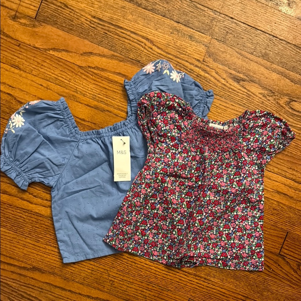 Blue and Floral Kids Tops Set M&S and Jojo Mama